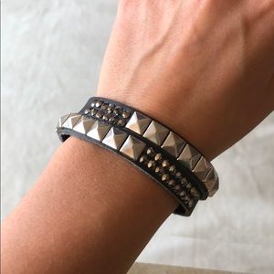 Black wrap bracelet with silver studs